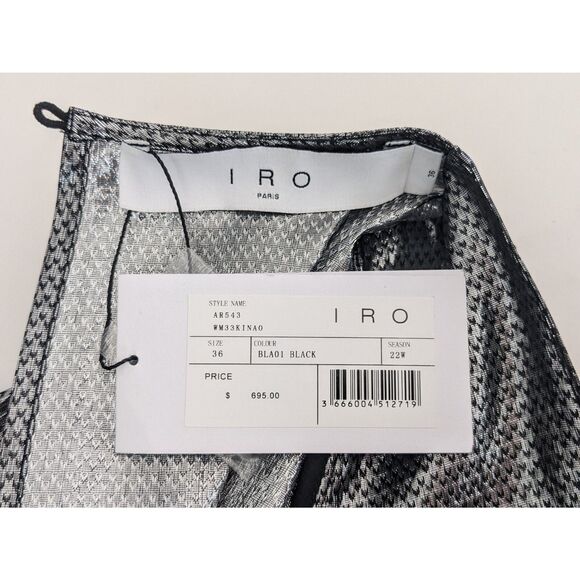 NWT IRO Kinao Silk Mini Dress Silver & Metallic Black Size US 2 France 36 $695 - Picture 10 of 10